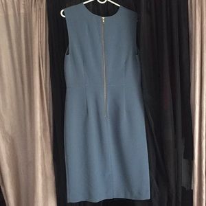 Chalky blue sleeveless mid length dress